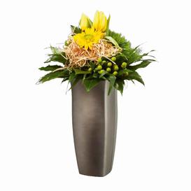 Geschwungene Grabvase braun - eckig - Ramo / Bronze braun