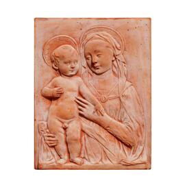 Relief aus Terrakotta Madonna mit Kind - Bambino