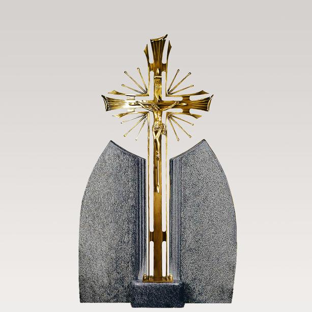 Bronze Grabkreuz mit Urnengrabstein Granit - Ephraim Lucca