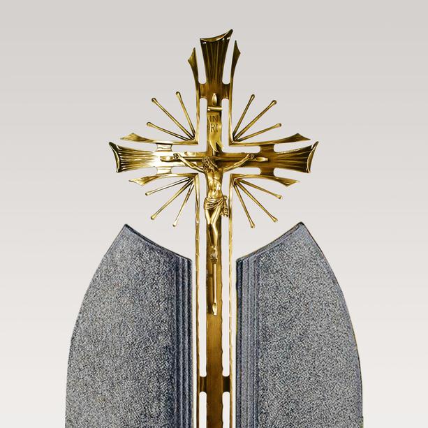 Bronze Grabkreuz mit Urnengrabstein Granit - Ephraim Lucca