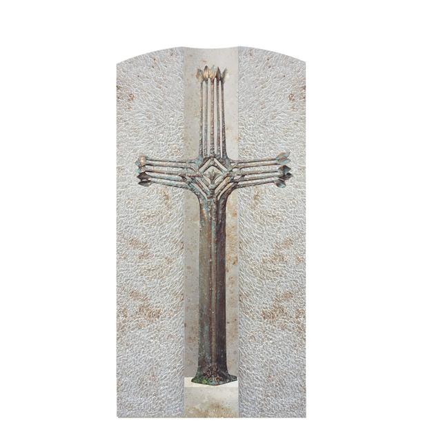 Einzelgrabstein mit Bronze Grabkreuz modern - Crociato Facile