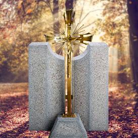 Grabdenkmal aus Granit mit Bronze Grabkreuz - Doppelgrab...