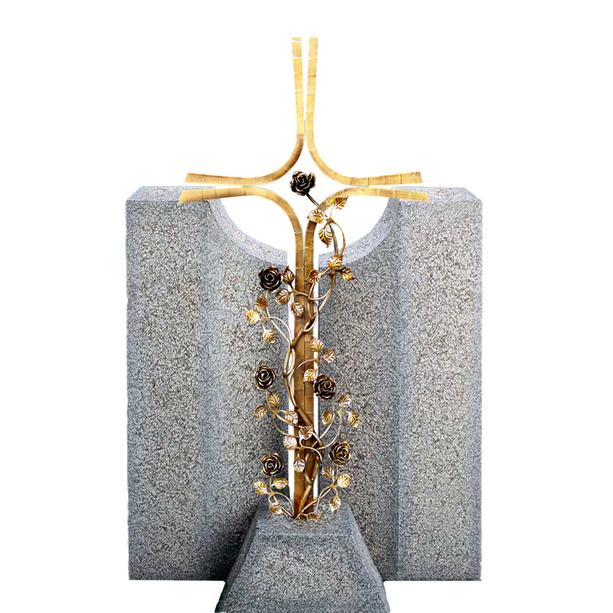 Granit Urnengrabstein mit Bronze Grabkreuz - Einzelgrab - Credo Moderna