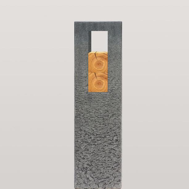 Granit Grabstein Stele Doppelgrab mit Holz - Celenta Legno