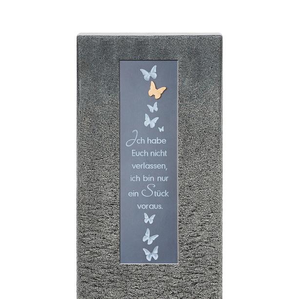 Granit Grabmal mit Bronze Schrifttafel & Schmetterling - Celenta Lepi