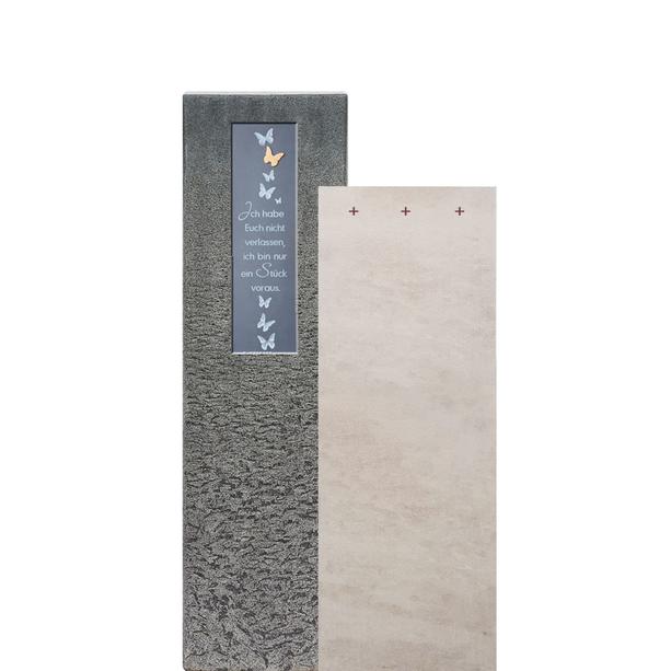 Kalkstein & Granit Urnengrabstein mit Bronze Tafel - Casato Lepi