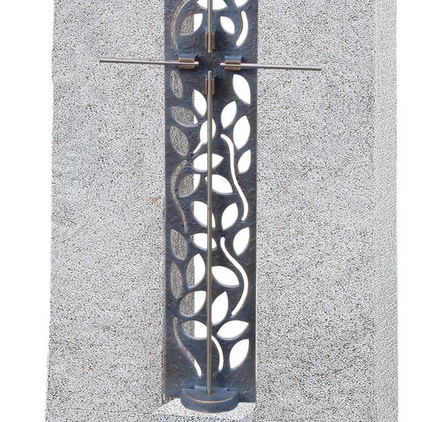 Granit Grabstein Einzelgrab mit Bronze Kreuz Ornament - Amico Cruzis
