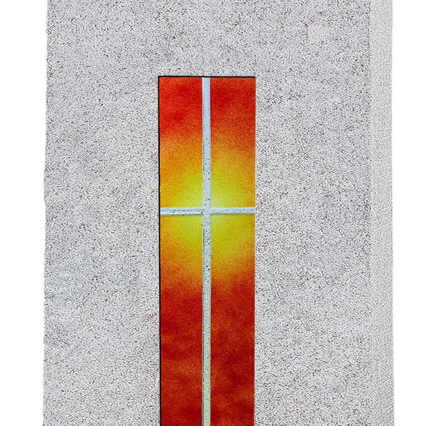 Granit Grabstein Doppelgrab mit Glas Kreuz Element - Amico Vetro