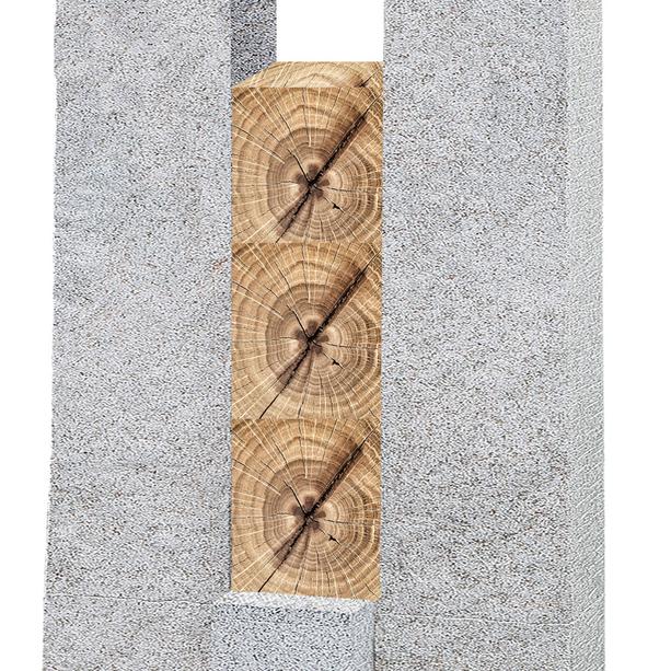 Granit Grabstein Doppelgrab mit Holz Dekoration - Amico Legno