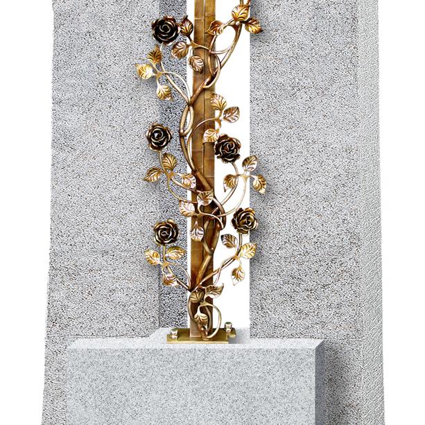Granit Grabstein Einzelgrab mit Grabkreuz aus Schmiedebronze - Amico Credo