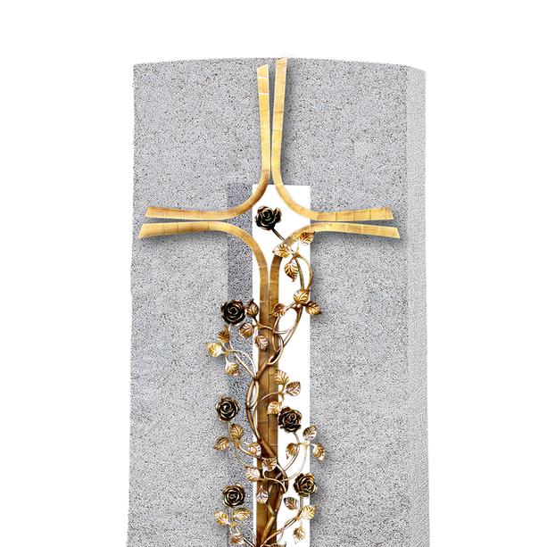 Granit Grabstein Doppelgrab mit Grabkreuz aus Schmiedebronze - Amico Credo