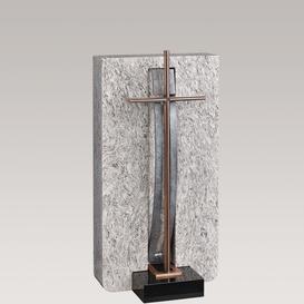 Granit Grabmal fr ein Urnengab mit Bronze Grabkreuz -...