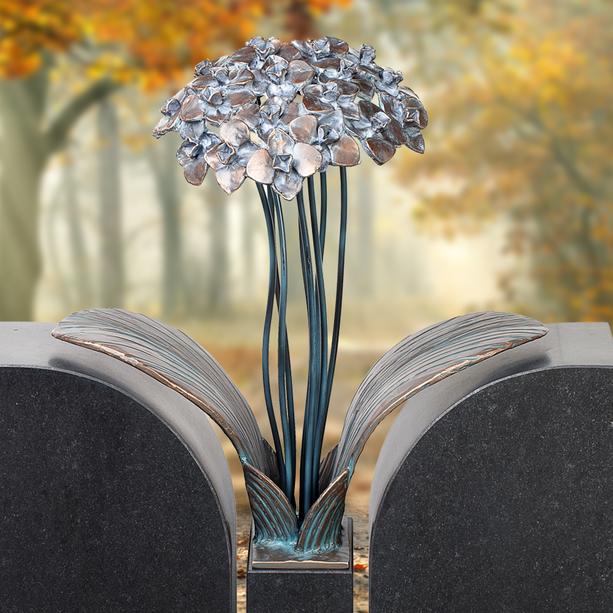 Floraler Bronze / Granit Grabstein fr ein Einzelgrab mit Blume - Tivoli Duo