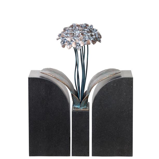 Floraler Bronze / Granit Grabstein fr ein Doppelgrab mit Blume - Tivoli Duo