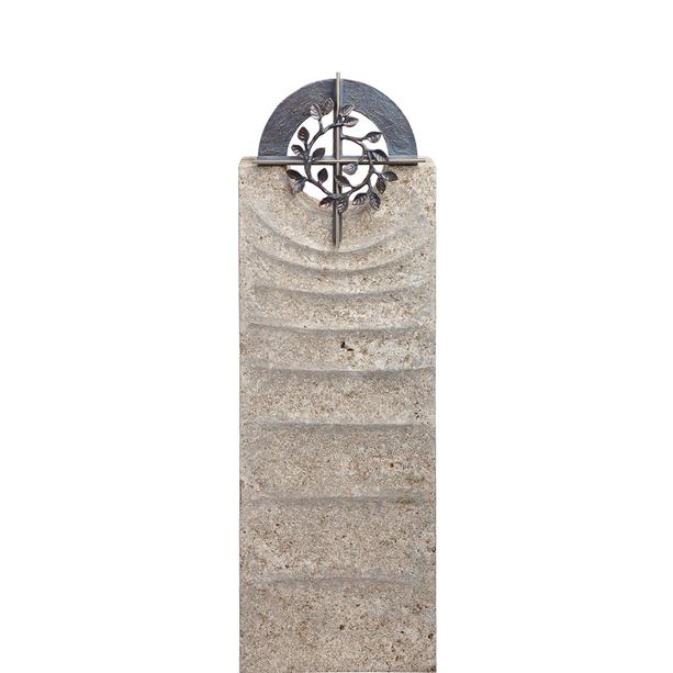 Einzelgrab Grabstein Muschelkalk mit Kreuz Symbol Bronze - Levanto Cruzis