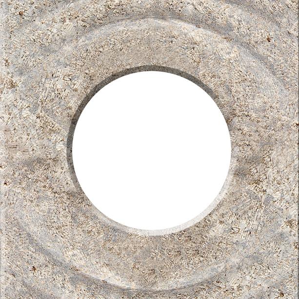 Muschelkalk Doppelgrabmal modern mit Wellenstruktur - Levanto Buco
