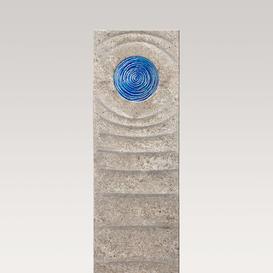 Muschelkalk Urnengrab Grabstein mit Glas Element in blau...