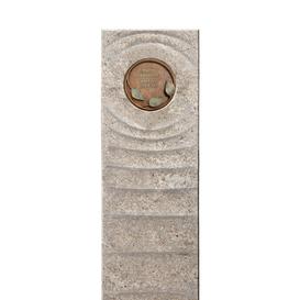 Muschelkalk Einzelgrabstein mit Bronze Symbol Floral -...