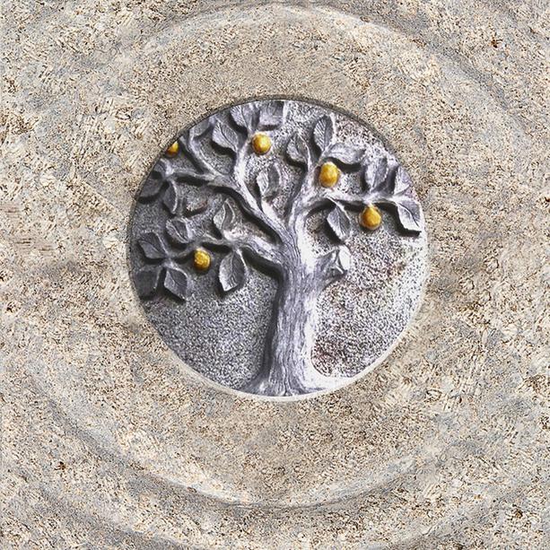 Muschelkalk Urnengrabstein mit Lebensbaum Relief - Levanto Albero