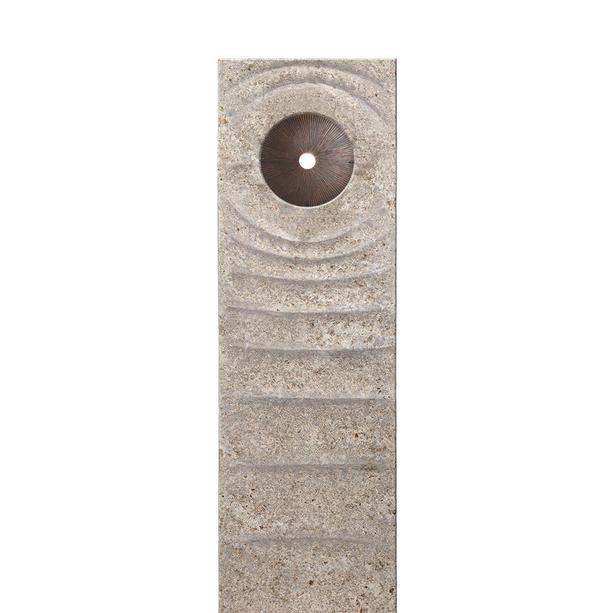Muschelkalk Einzelgrabstein mit Bronze Element Scheibe - Levanto Momento