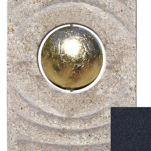 Muschelkalk Einzelgrabstein zweiteilig hell/dunkel mit Goldkugel - Sovello Globo