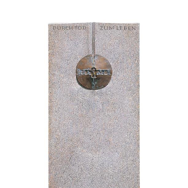 Doppelgrabmal Granit mit Bronze Ornament Kreuz & Jesus - Raphael Classico