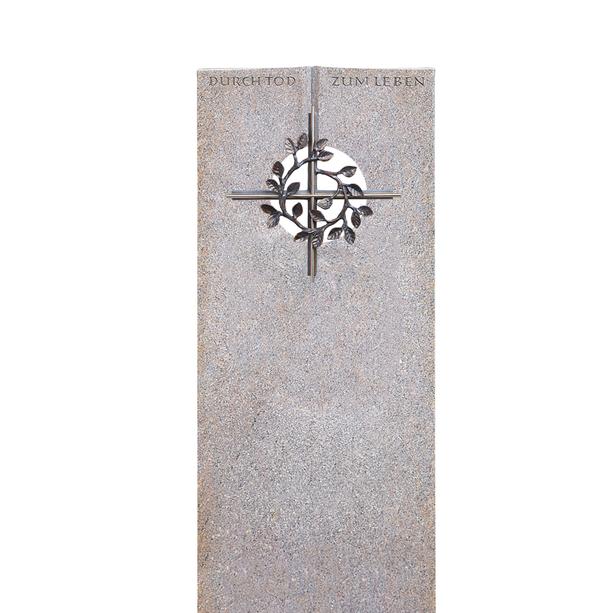 Doppelgrab Grabstein Granit mit Bronze Kreuzornament - Raphael Deus