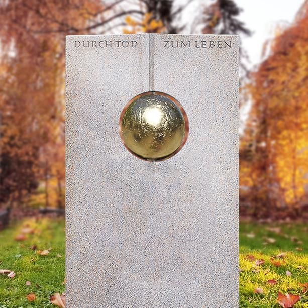 Urnengrabstein aus Granit New Rosa mit Kugel in Blattgold - Raphael DOro