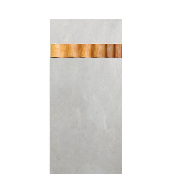 Moderner Granit Urnengrabstein mit Quarzit Ornament - Borello Bianco