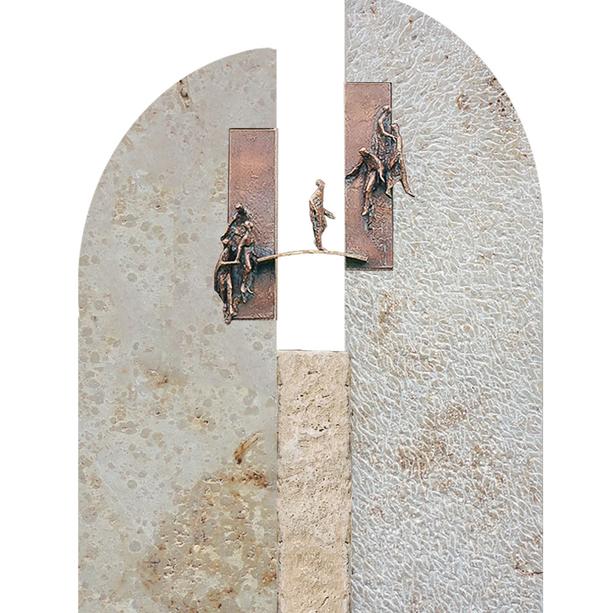Einzelgrab Grabstein mit Bronze Ornament - Brcke - Vallis Bisegna