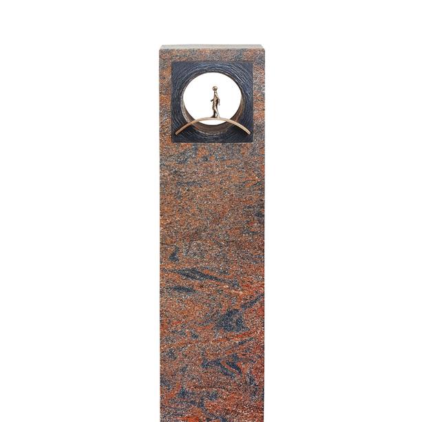 Einzelgrabstein Granit mit Bronzeornament Brcke - Anzio Ruby