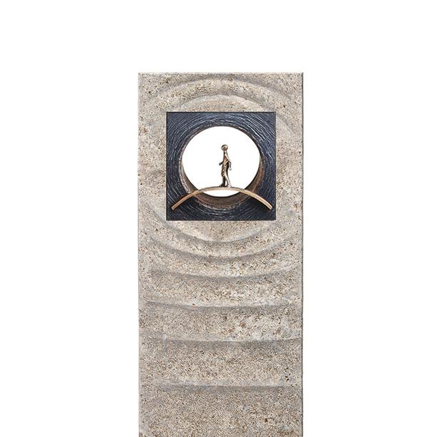 Muschelkalkstein Grabstein Einzelgrab mit Bronze Ornament - Anzio Nova