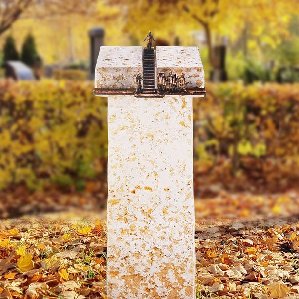 Besonderer Einzelgrabstein mit Bronze Symbol Treppe - Anais