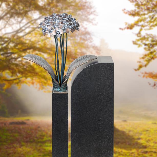 Floraler Bronze / Granit Grabstein fr ein Einzelgrab mit Blume - Tivoli Unu