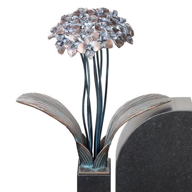 Floraler Bronze / Granit Grabstein fr ein Einzelgrab mit Blume - Tivoli Unu