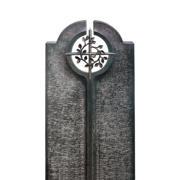 Moderner Einzelgrabstein mit floralem Bronze Kreuz Symbol  - Novara Cruzis