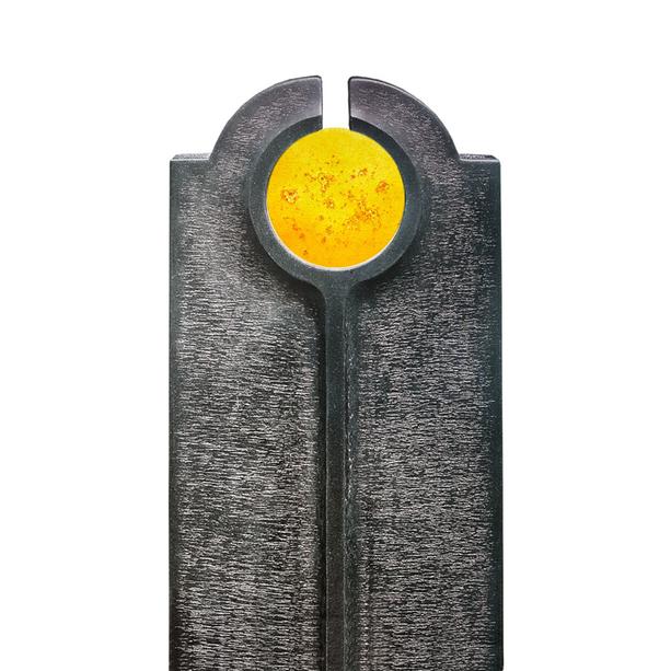 Moderner Einzelgrabstein mit Glas Symbol gelb - Novara Sole