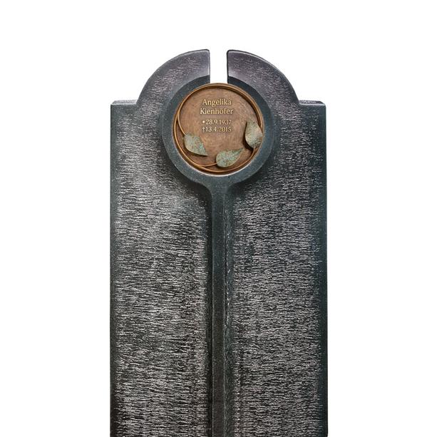 Moderner Urnengrabstein mit Bronze Schrifttafel rund - Novara Flora