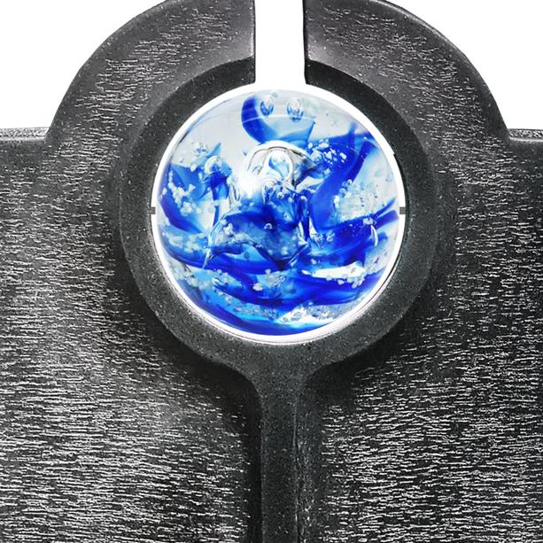 Moderner Granit Einzelgrabstein mit blauer Glas Kugel - Novara Icona