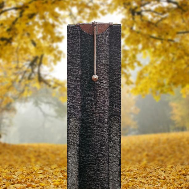 Schwarze Granit Urnengrab Stele mit Bronze Tabernakel - Santuario