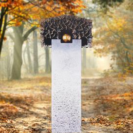 Kalkstein Doppelgrab Grabstein mit Bronze Symbol Kugel &...
