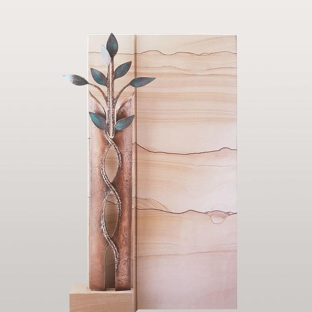 Naturstein Einzelgrabstein mit Bronze Symbol Lebensbaum - Sanremo