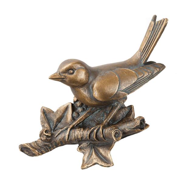 Vogel sitzt auf Zweig - Wand Bronzefigur - Fink