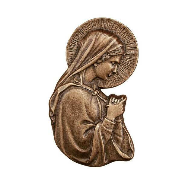Wandrelief betende Maria aus Bronzeguss - Marienrelief rechts