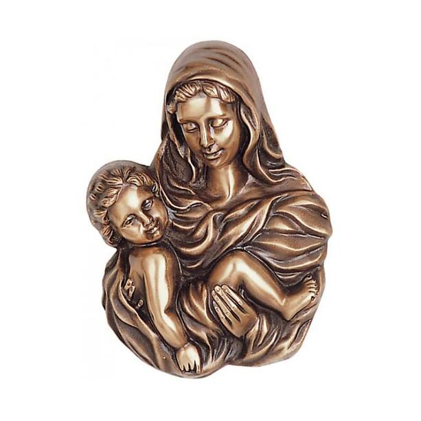 Detailliertes Madonnenrelief mit Kind - Bronze/Alu - Madonna Thekla