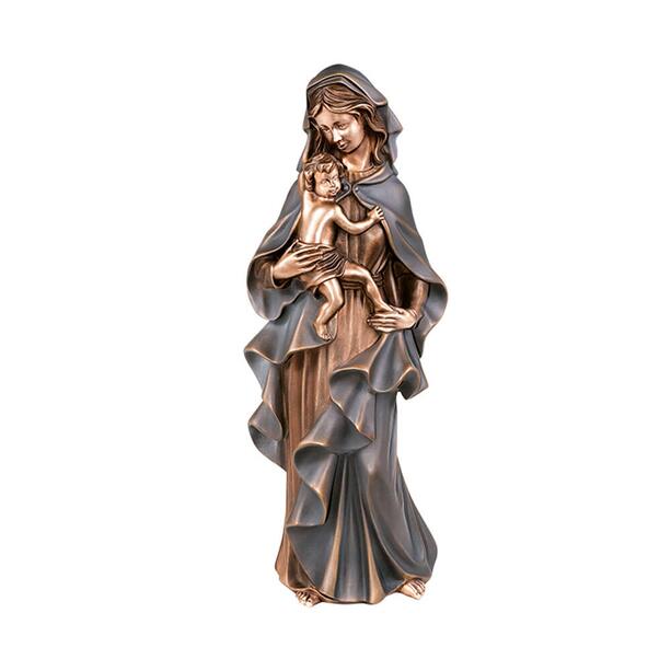 Stilvolle Marienfigur mit Kind aus Bronzeguss - Madonna Silvia