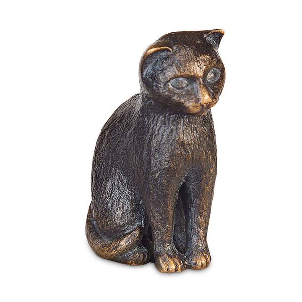 Kleine Katzenskulptur aus Bronze oder Alu - Katze sitzt