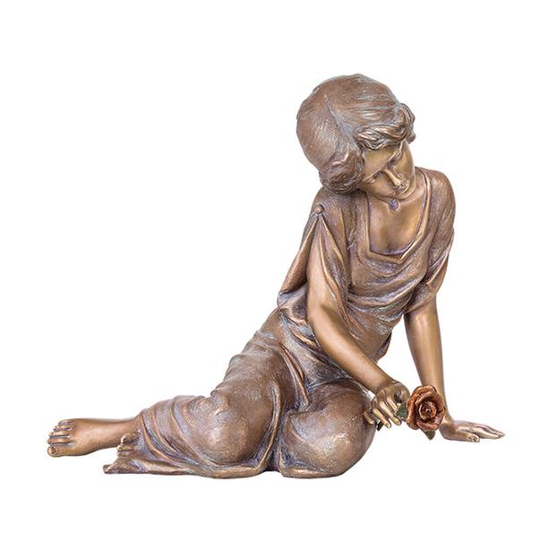 Stilvolle Bronzefrau als Trauernde mit Rose - Julieta