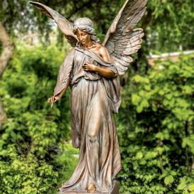Engel Engel Figur spielt HarfeDekofigur Dekoration Veronese bronziert 20,5cm 