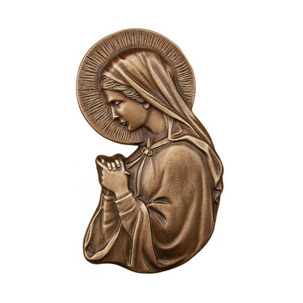Betende Maria aus Bronzeguss als Wandrelief - Marienrelief links / Bronze braun